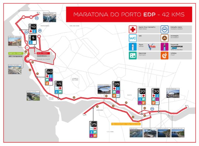 Parcours du marathon de Porto.