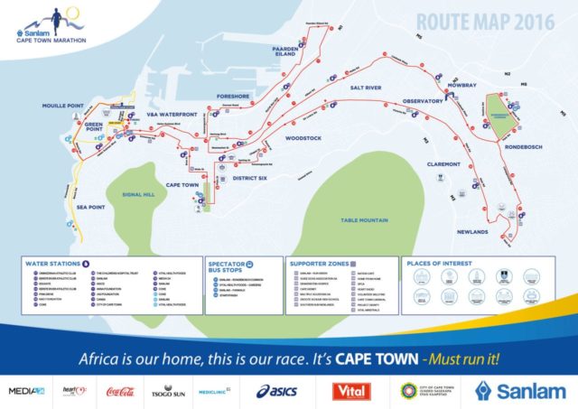 Parcours du marathon du Sanlam Cape Town.